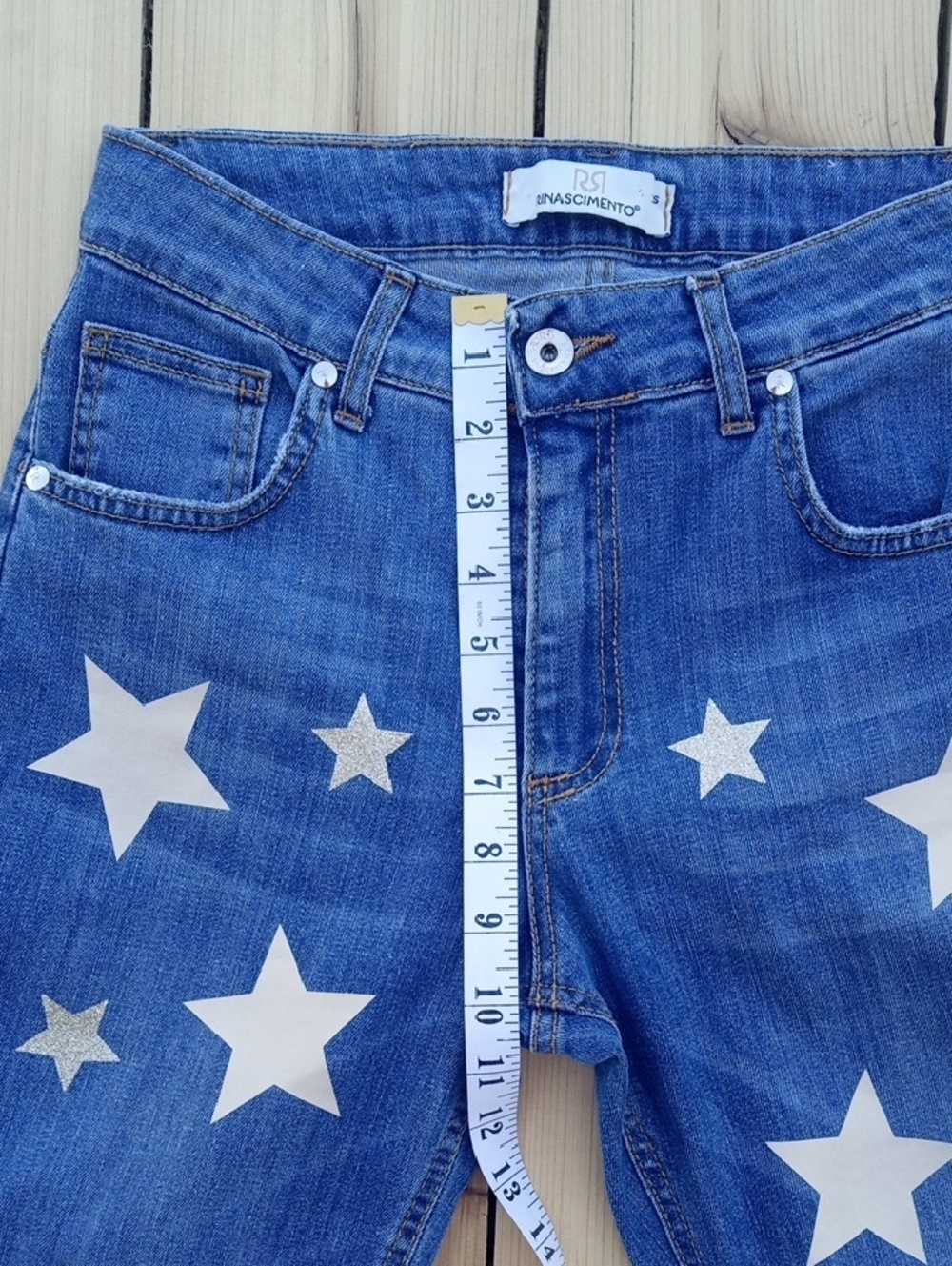 Rinascimento Denim Jeans with White Star Print - Picture 10 of 13